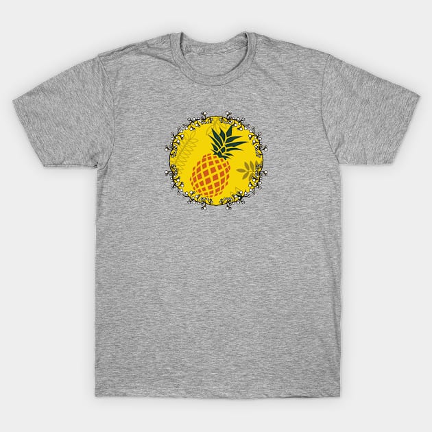 Pineapple Christmas Wreath - Tropical Holiday T-Shirt by CreateWhite